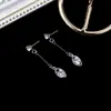 Pendientes Geométricos Largos de Circonita Estilo Coreano, Nuevos Pendientes Versátiles de Personalidad Brillantes para Mujer, Acero Inoxidable Estilo Coreano