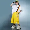 Roupas de Street Dance Infantil Hip-Hop Marca Tendência Meninos e Meninas Roupas de Performance de Verão Camisa Polo Shorts Conjunto de Roupa de Performance