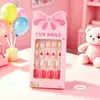 Unhas Pontudas Estilo Novo para Crianças, 24 Peças, Adesivos de Unhas Portáteis, Adesivos de Unhas Doces e Fofos, Unhas Postiças, Em Estoque para Atacado