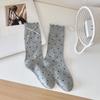 Accesorios Calcetines con Lazo para Mujer en Otoño e Invierno Nuevo Estilo Calcetines de Media Pantorrilla de Puntos Tendencia y Versátiles Calcetines de Borde de Hongo con Felpa Medias