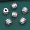 Acessórios de prata esterlina 99% prata pura caractere fu contas barril acessórios vintage desgastado 3D prata dura DIY material de contas artesanal joias