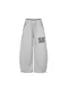 Pantalones casuales retro americanos con parche de letras de pierna ancha para mujer, pantalones largos atléticos rectos, holgados y fluidos, estilo high-street