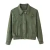 Moda Femenina Transfronteriza Europea y Americana Nueva Otoño e Invierno 2025 Chaqueta Corta de Trabajo Textura Gamuza W017 309