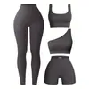 Roupa de Yoga Feminina Transfronteiriça Europeia e Americana Conjunto Regata Sem Costura Alta Elasticidade Leggings de Ginástica Respirável Absorvente de Suor Calças de Fitness