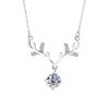 Collar de plata esterlina S925 con moissanita de 1 quilate, clásico ciervo te tiene cuatro garras seis garras inteligente diamante mozan cadena clavicular