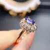 Anillo de Zafiro Natural Popular al por Mayor de Fábrica Plata S925 Incrustado con Piedra Principal 5*7 Fábrica de Joyería de Lujo Venta Directa