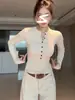 Camiseta de manga larga con cuello Henley y forro polar para mujer, corte ajustado, top elegante para usar en capas o como prenda exterior