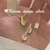 Joia de Nicho Nova Estilo Ins Coreano Pingente de Zircônia Amarela Oval em Prata Esterlina S925, Alto Padrão, Suave, Elegante e Gracioso