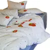 Juego de Ropa de Cama Bordada de Algodón Puro Fresco y Sencillo Estilo Años 50, Juego de Cuatro Piezas, Funda de Edredón de Algodón de Fibra Larga 100% Algodón, Juego de Tres Piezas de Sábana para Dormitorio Estudiantil
