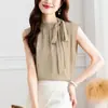 Fuente transfronteriza 2024 verano nuevo moda camisola de cuello diseño nicho sin mangas con cordones top para mujer