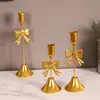 Portavelas de Mesa de Hierro Forjado Creativo con Forma de Lazo Estilo Francés para Bodas, San Valentín y Cenas a la Luz de las Velas