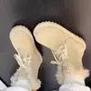 Versión auto-guardada~Cuero esmerilado azul dopamina más botas de nieve de terciopelo para mujer suela gruesa con cordones terciopelo grueso antideslizante botas de algodón con terciopelo