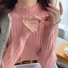 Suéter Base de Cuello Alto Medio Color Albaricoque para Mujer Otoño e Invierno Interior 2024 Nuevo Otoño e Invierno Suéter con Cuello de Hongo Top