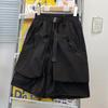 Shorts Retos de Estilo Funcional Retrô de Seda Gelo para Exterior Masculino de Secagem Rápida com Zíper Finos Zíper Bolso Grande Calças de Trabalho