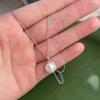 Collar de perlas de agua dulce individuales de plata esterlina S925 para mujer, elegante cadena de clavícula, collar de lujo ligero y combinable de alta calidad