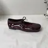 Zapatos Planos de Piel de Vaca Barnizada, Cordones, Suaves, Frescos y Elegantes, para Primavera y Verano
