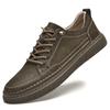 2024 Sapatos Masculinos da Moda de Cano Baixo Quatro Estações Confortáveis Costura à Mão Perfurados Sapatos Casuais Face de Couro Sapatos de Skate Masculinos
