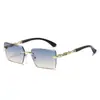Gafas de Sol sin Marco para Protección Solar, Conducir y Viajar; Gafas de Sol Estilo de Gama Alta; Gafas de Sol Cuadradas de Moda Populares con Protección UV