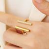 Anillo abierto para el dedo índice, chapado en oro de 18 quilates, ajustable, con líneas geométricas y diamantes, al estilo de las celebridades japonesas y coreanas de internet.