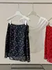 Falda Midi Casual Versátil de Tiro Alto con Estampado Floral Rojo, Corte A, Anti-Exposición, de Atar, que se Ajusta a la Cadera para Mujer en Verano