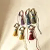Color degradado tejido a mano nudo Vajra borla hilo de algodón anillo para dedo hebilla llavero colgante para bolso accesorio colgante para solapa