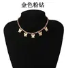 Moda Europeia e Americana Pingente de Estrela Borboleta Ouro Colar Feminino Versátil Transfronteiriço Corrente Cruzada Plana Prensada Lote de Produto
