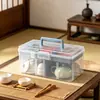 Caja de Almacenamiento para Juego de Té con Particiones Ajustables Bnbs Caja Multifuncional para el Hogar y Camping Organizador de Doble Uso