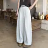 Pantalones Casuales de Lino Retro Literarios de Pierna Recta para Mujer Verano Delgados Versátiles Pantalones de Pierna Ancha para Mujer Adelgazantes A11516