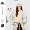Escolha do Staff Camisa Jaqueta Seersucker Xadrez Retro Tendência Manga Longa Retro Masculina e Feminina Preto e Branco Cs127