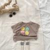 Camiseta de Algodón Suave de Verano para Niños y Niñas, Estilo Coreano, Delgada, con Letras y Sonrisas, Manga Corta, Top Versátil para Bebés, ins