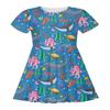 Vestido Europeo y Americano Transfronterizo para Niños Estampado Digital 3D Estilo Animales de Dibujos Animados Lindos Moda Manga Corta Vestido de Princesa