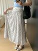 Falda Inclinada de Estilo Suave para Mujer Verano Falda Plisada de Cintura Alta Línea A de Malla Look Holgado Adelgazante Falda Midi Holgada