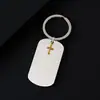Chaveiro de Metal Impressão Colorida Laser UV Material em Branco Presente de Feriado Aço Inoxidável Esculpido Escovado Chaveiro de Placa Militar