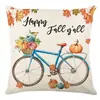 Funda de Almohada de Calabaza Acuarela Estilo Bosque, Cojín Estampado Pintado a Mano Cuadros Verdes, Cojín Decorativo Suave Atmósfera Fresca de Otoño