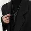 Design de Nicho de Alta Qualidade Corrente para Clavícula de Aço Titânio Colar Geométrico Estilo Quente Outono e Inverno Não Desbota Versátil Luxo Acessível Borlas