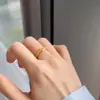 Fita de Cetim Única Elegante Luxo Leve Diamante Espiga de Trigo Anel Simples Feminino Banhado a Ouro Versátil Novo Estilo Chinês