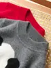 Novo Suéter de Lã com Gola Redonda para Crianças Outono/Inverno 2025 Jacquard de Urso Panda Espesso Suéter para Meninos Suéter para Meninas Camisa Base