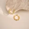 Nuevos Pendientes Sólidos de Acero Inoxidable Martillado Irregular Geométrico, Simples y Versátiles, Tornillos para Oreja Chapados en Oro de 18K