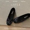Zapatos planos de suela blanda, diseño único, de lunares, con punta poco profunda para mujer, nueva colección primavera/otoño 2026, con detalle de lazo, zapatos de noche
