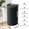 Papelera de Reciclaje de Botellas de Tejido de Bambú Almacenamiento en Casa Portabotellas Semicircular con Tapa Bolsa Interior para Ropa Sucia