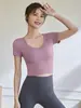 Ropa de Yoga Fina para Primavera 2026 Ropa de Fitness de Manga Corta para Mujer Tops de Entrenamiento Ajustados Camisetas Deportivas para Correr para Mujer