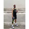 Calça Bermuda Casual com Estampa de Anjo Rezando, Tendência High Street Americana, para Homens e Mulheres, Nova Coleção de Verão, Solta e Versátil