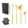 Cuchillo, Tenedor y Cuchara de Acero Inoxidable Portugués Patrón Martillo Vajilla Occidental Mango Patrón Árbol Set de Cuatro Piezas Caja de Regalo Souvenir