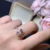 Anillo de Morganita natural, cristales limpios, color único, bañado en plata S925, piedra principal 6*8mm