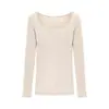 Camisa de Algodão Cashmere Original de Alta Qualidade, Fina, Semi-Transparente, Manga Longa, Proteção Solar, Top Curto Chique Estilo Coreano