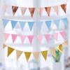 Padrão de ondas dourado prata bandeirinha de festa de aniversário suprimentos decoração de papel conjunto de banner de bandeirinhas