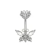 Piercing de Umbigo Borboleta Rosa Zircônia, Novo Pingente de Umbigo Estilo Europeu e Americano, Joia de Piercing Mais Vendida na Amazon, Atacado