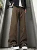 Jeans Retro Americanos con Aleta de Tiburón y Microbota Hombres Otoño Pantalones Marrón Merade Ropa de Trabajo Leñador Pantalones de Pierna Recta