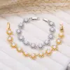 Pulsera de Flor Geométrica de Flor de Girasol y Perla de Cobre Puro Transfronteriza Europea y Americana, Personalizada y Sencilla, Pulsera de Moda para Mujeres, Lujo Ligero