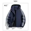 Chaqueta Cortavientos con Capucha de Tres Rayas Nueva para Primavera y Otoño para Hombres y Mujeres Marca de Moda Estilo Pareja Chaqueta Impermeable para Deportes al Aire Libre